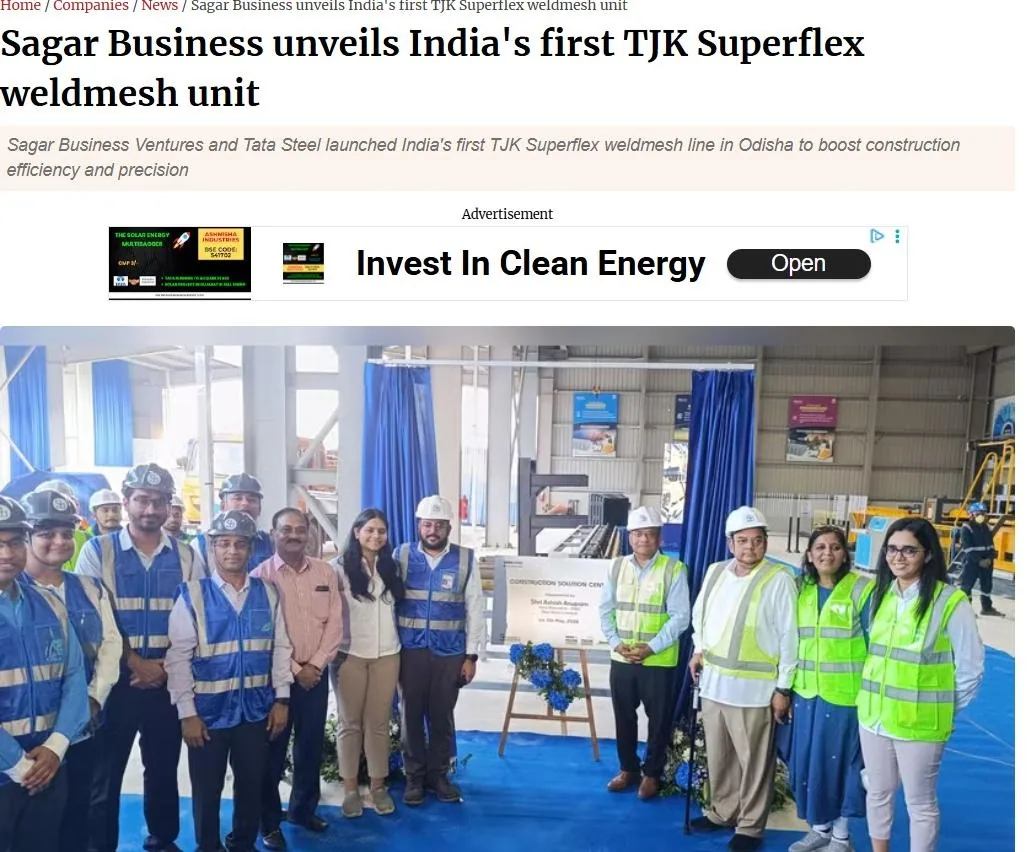 Sagar Business unveils India's first TJK Superflex weldmesh unit
